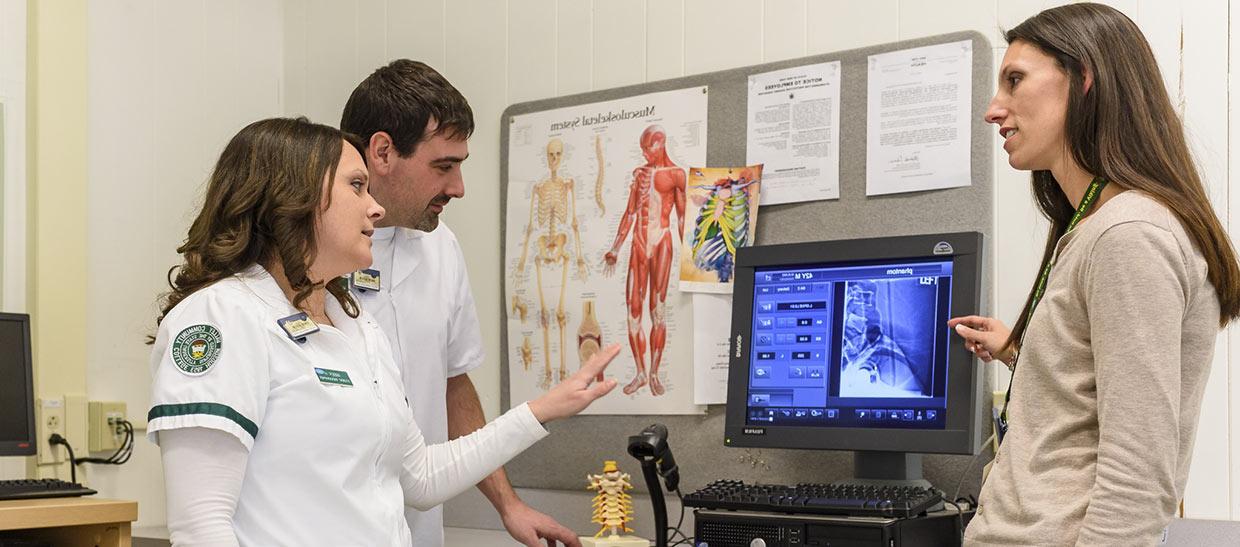 Students viewing an x-ray