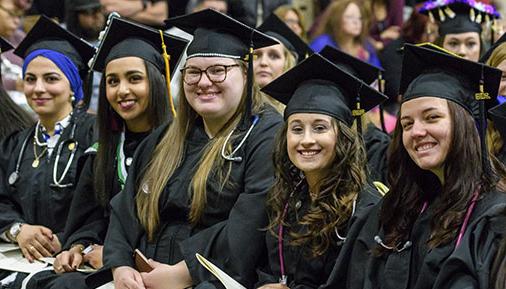 Graduates at commencement